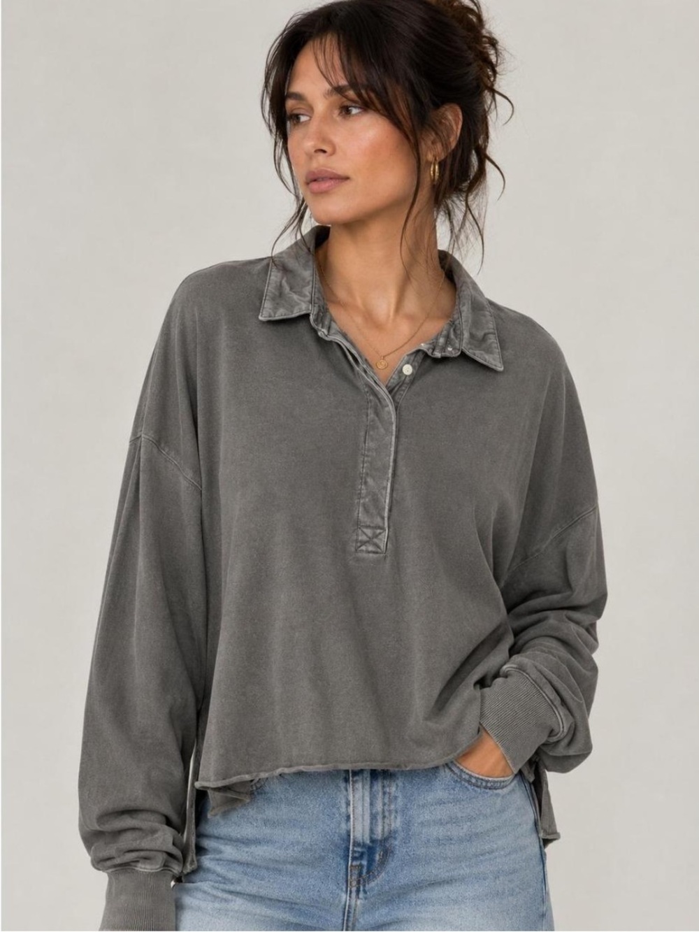 Aerie Popover Polo Sweatshirt